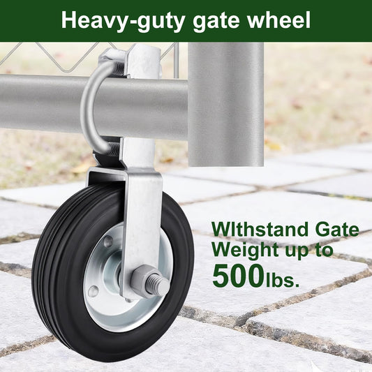 Gate Wheel Supporting Metal Swing Gate, 6" Gate Helper Wheels for 1-5/8" Thru 2" Gate Frames, for Metal Tube Gate, Chain Link Fence, 2 Pack Silver