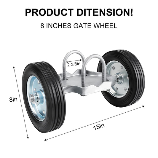 Rolling Gate Wheel 8", Weld-Free Solid Cast Heavy Duty Gate Roller, 600 lb Capacity for Metal Tube Gate, Driveway & Chain Link Fence