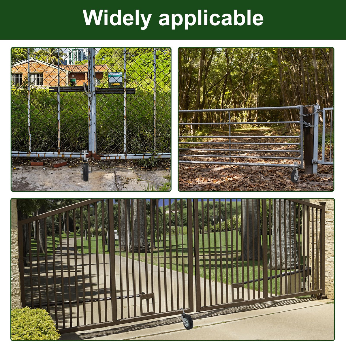 Gate Wheel Supporting Metal Swing Gate, 6" Gate Helper Wheels for 1-5/8" Thru 2" Gate Frames, for Metal Tube Gate, Chain Link Fence, 2 Pack Silver
