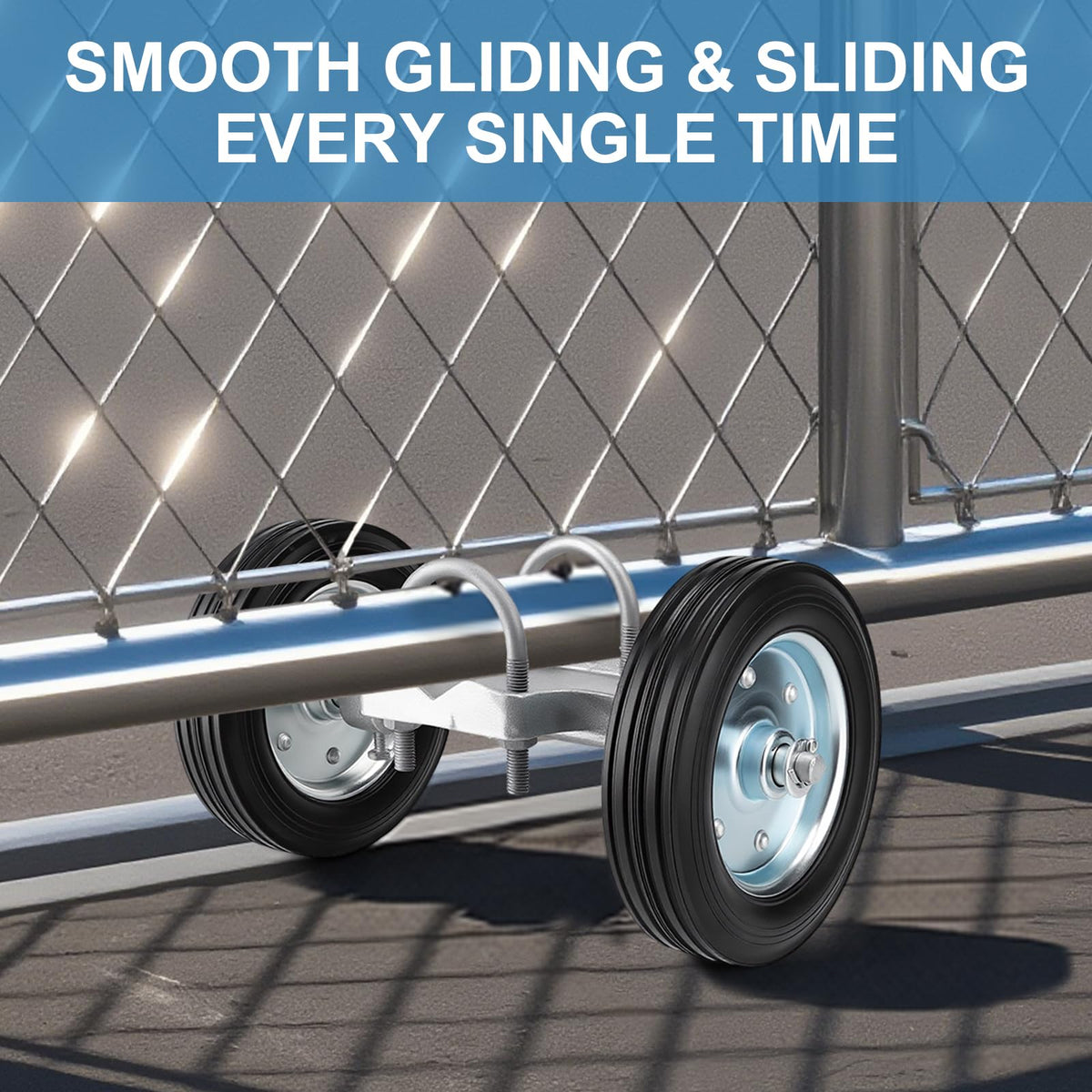 Rolling Gate Wheel 8", Weld-Free Solid Cast Heavy Duty Gate Roller, 600 lb Capacity for Metal Tube Gate, Driveway & Chain Link Fence