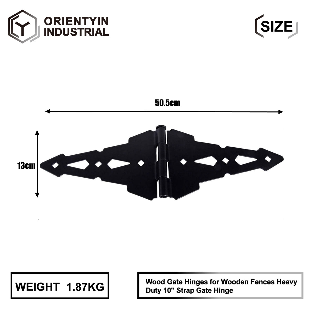 Black Hinge Set - Durable Hardware for Doors and Gates
