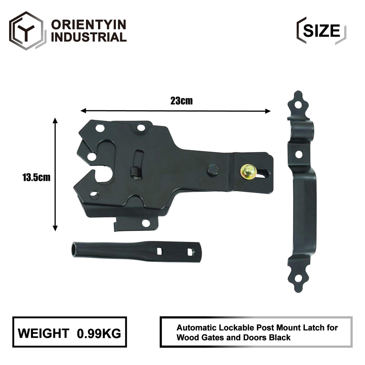 Black Decorative Gate Latch Set - Classic Design, Suitable for Garden and Pedestrian Gates