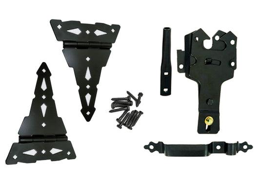Black Decorative Gate Latch Set - Classic Design, Perfect for Garden and Pedestrian Gates