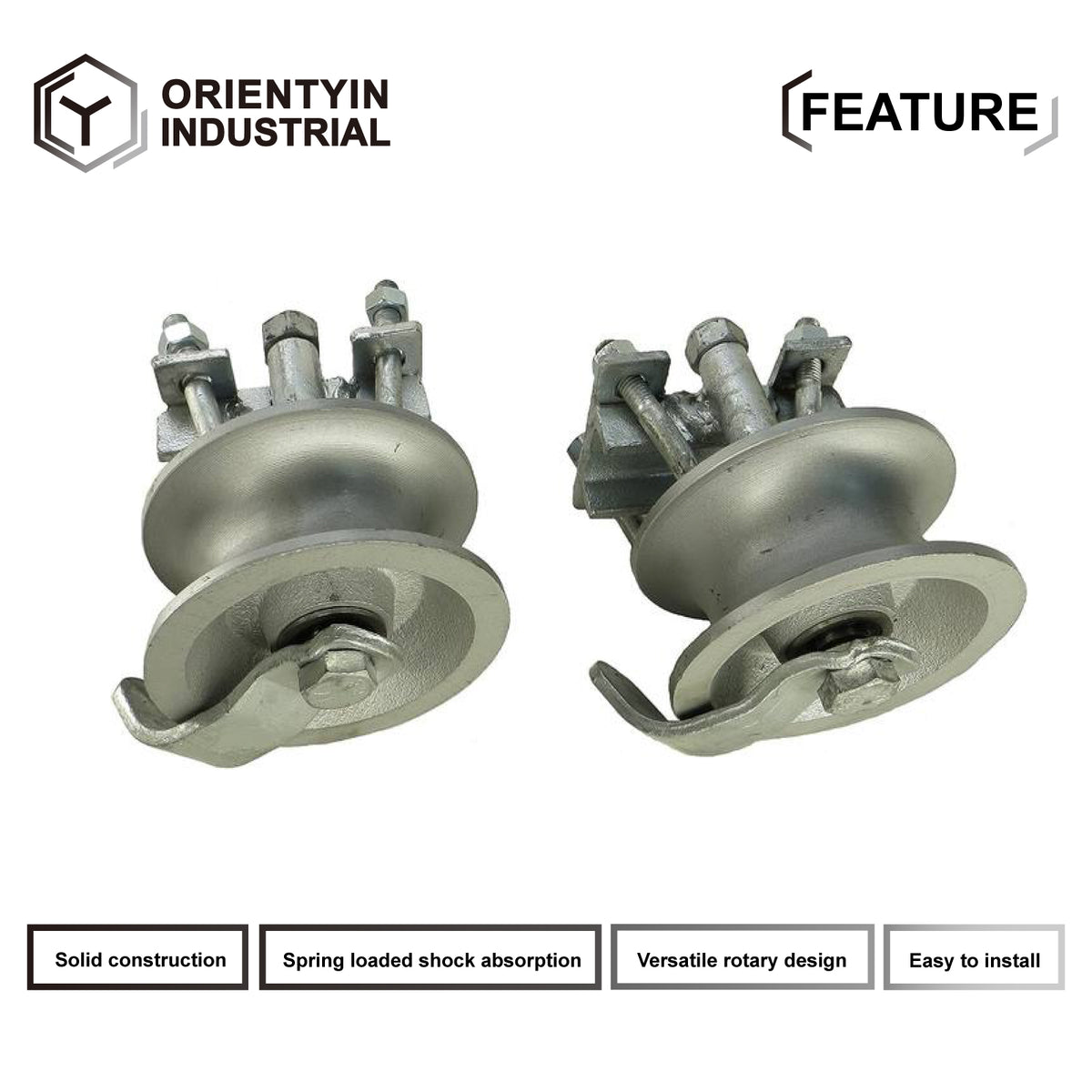 Heavy-Duty Swivel Gate Wheel Set with Spring-Loaded Shock Absorption