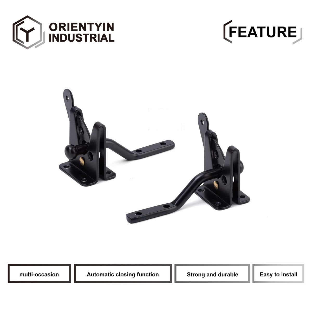 Black Self-Closing Gate Latch Set - Automatic Closing Design, Suitable for Various Garden Gates