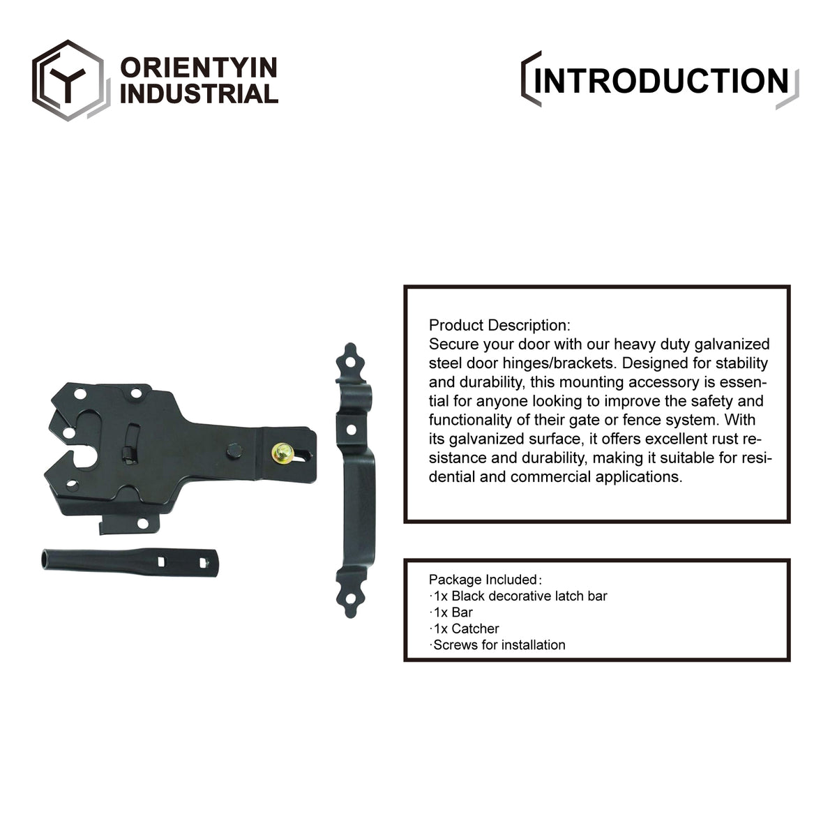 Black Decorative Gate Latch Set - Classic Design, Suitable for Garden and Pedestrian Gates