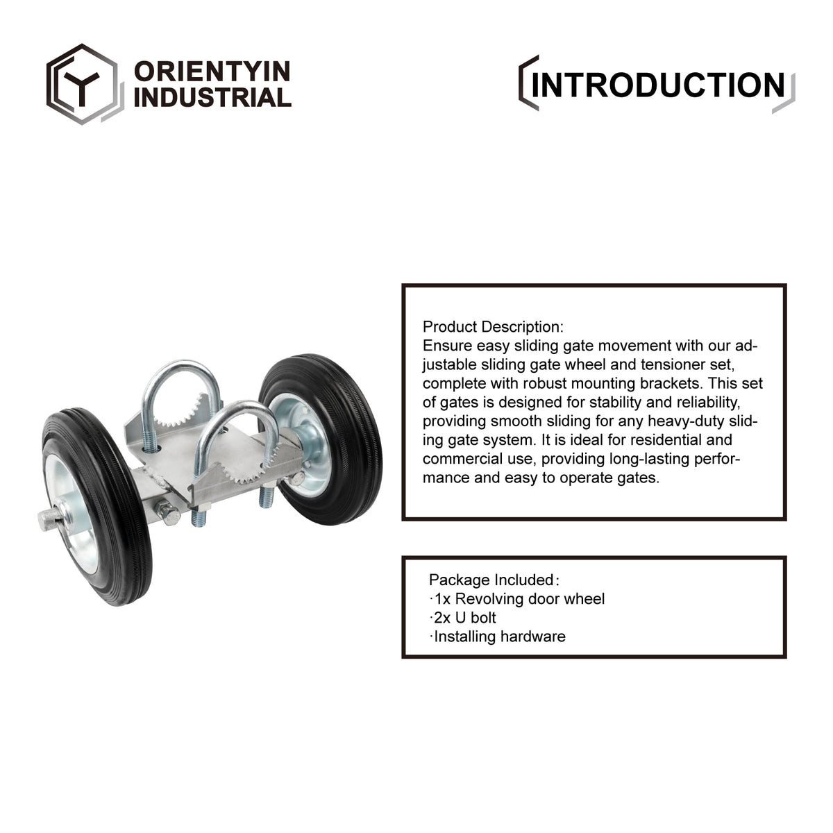 Adjustable Sliding Gate Wheel and Tensioner Set with Mounting Bracket - Premium Gate Accessory for Smooth Operation