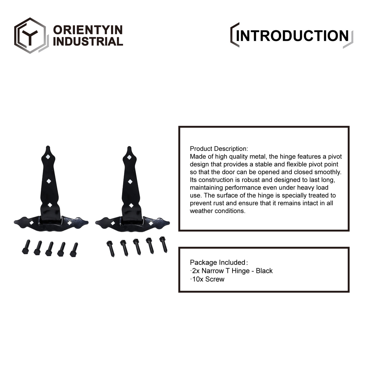 Narrow T Hinge - Black