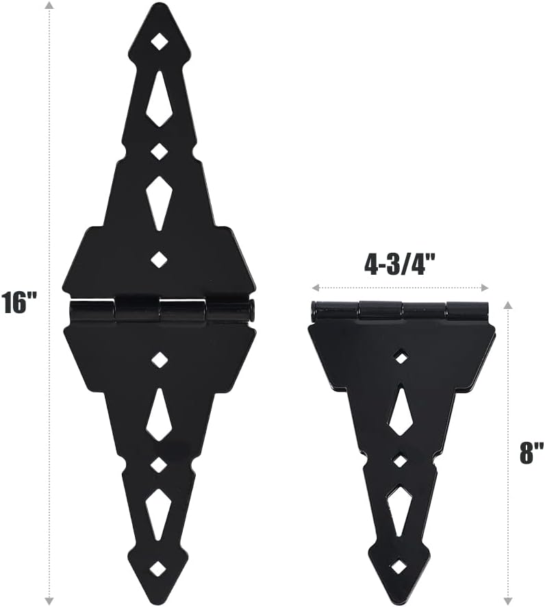 Black Hinge Set - Durable Hardware for Doors and Gates