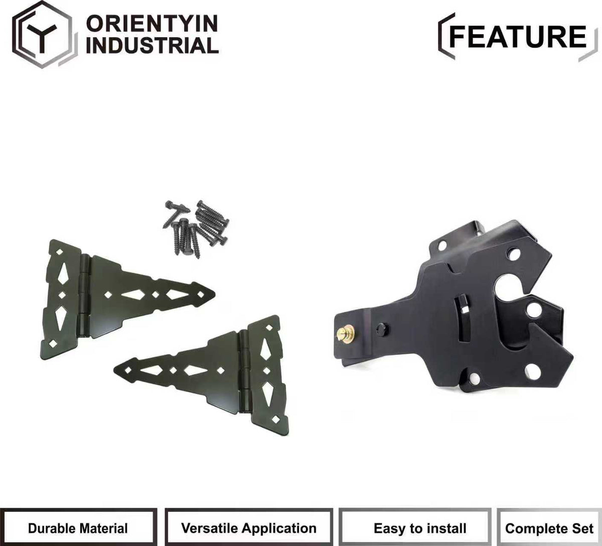 Black Decorative Gate Latch Set - Classic Design, Perfect for Garden and Pedestrian Gates