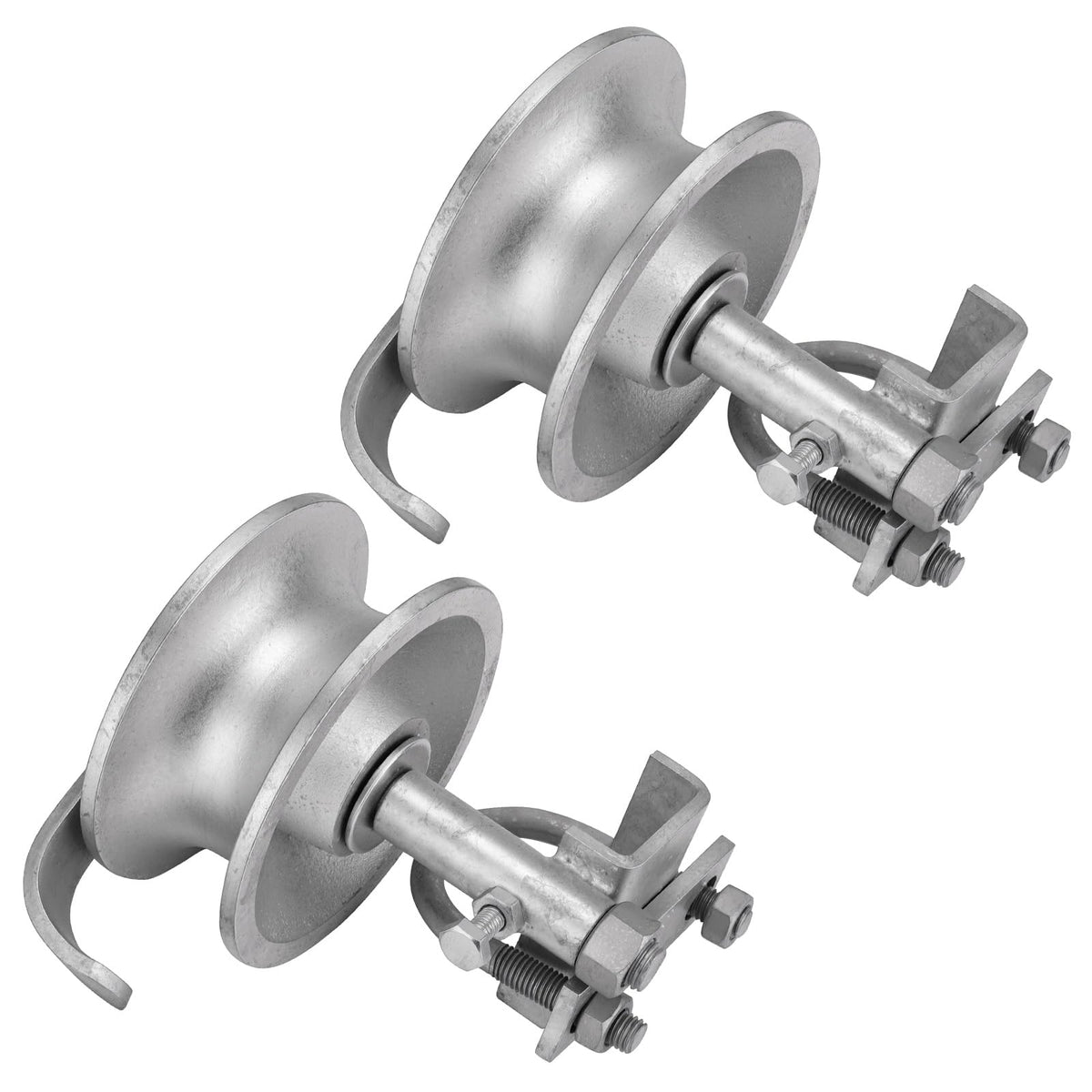 Sliding Gate Rollers, 5" Galvanized Steel Pipe Track Wheels for Chain Link Sliding Gates, Fits 1-7/8" and 1-5/8" Gate Frames & Track Pipes, Single U Bolt Hardware, Pack of 2