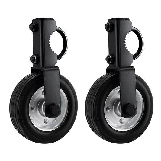 Gate Wheel Supporting Metal Swing Gate, 6" Gate Helper Wheels for 1-5/8" Thru 2" Gate Frames, for Metal Tube Gate, Chain Link Fence, 2 Pack Black
