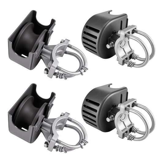Sliding Gate Rollers, Nylon Cantilever Slide Gate with Covers, Rolling Cantilever, 4" Round Post, 2-3/8" or 2-1/2" for Chain Link Fence Gate Frame, Slide Gate Roller Hardware - Pack of 4