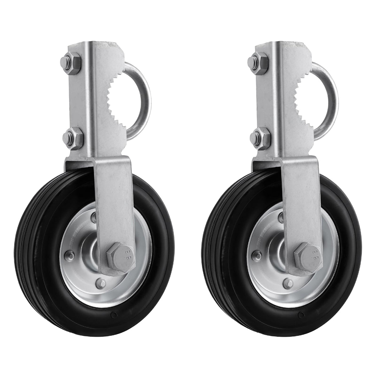 Gate Wheel Supporting Metal Swing Gate, 6" Gate Helper Wheels for 1-5/8" Thru 2" Gate Frames, for Metal Tube Gate, Chain Link Fence, 2 Pack Silver