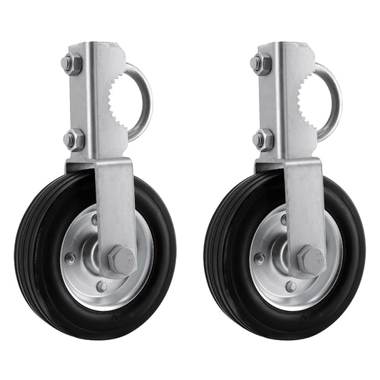 Gate Wheel Supporting Metal Swing Gate, 6" Gate Helper Wheels for 1-5/8" Thru 2" Gate Frames, for Metal Tube Gate, Chain Link Fence, 2 Pack Silver