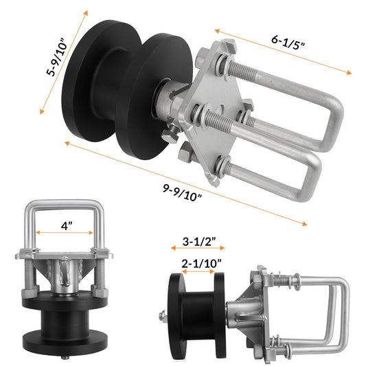 Sliding Gate Rollers, Nylon Cantilever Rolling Hardware for 4" Square Post x 2" Chain Link Fence Gate Frame - Pack of 1