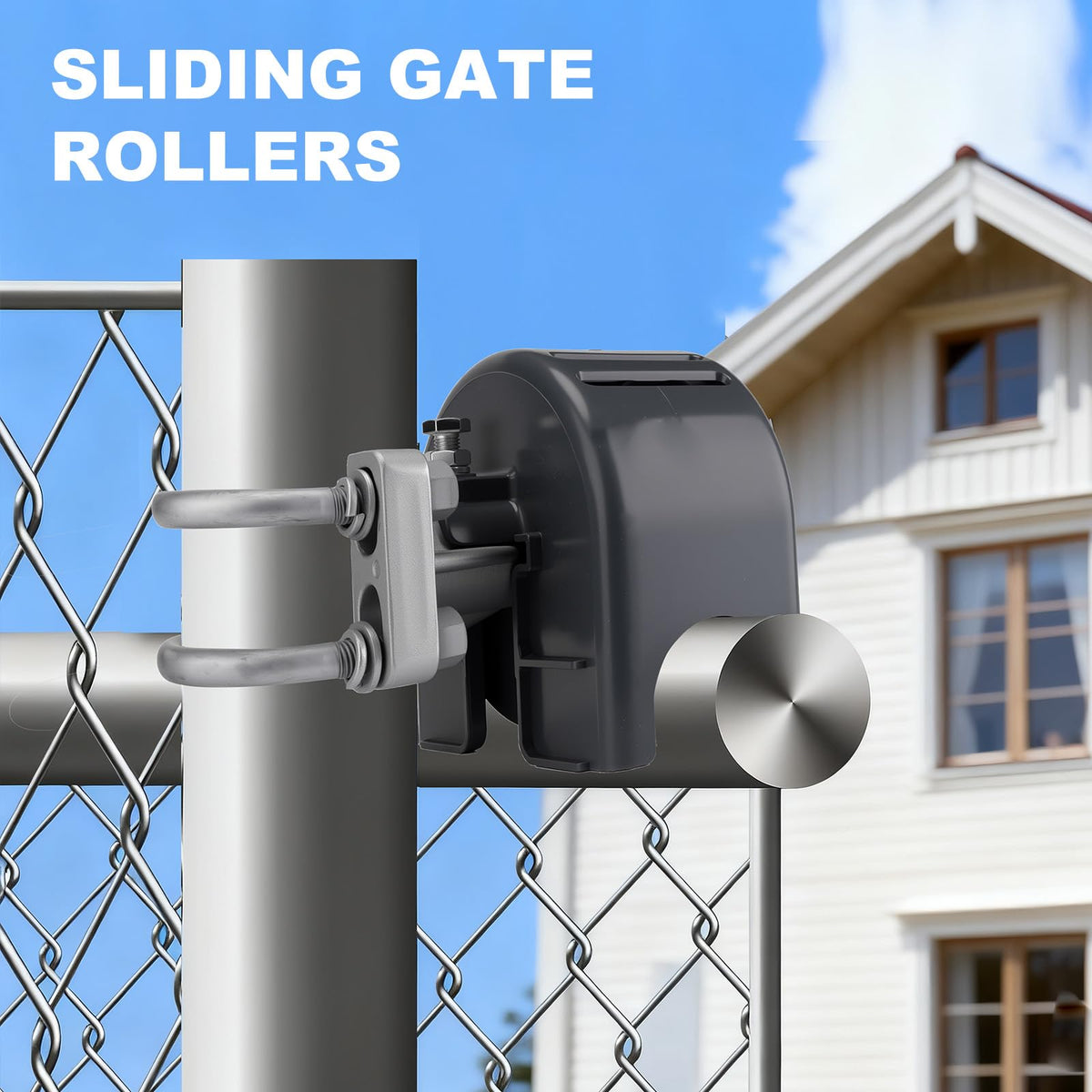 Sliding Gate Rollers, Nylon Cantilever Slide Gate with Covers, Rolling Cantilever, 3-1/2" Round Post, 2-3/8" or 2-1/2" for Chain Link Fence Gate Frame, LZNL-321-283 - Pack of 1