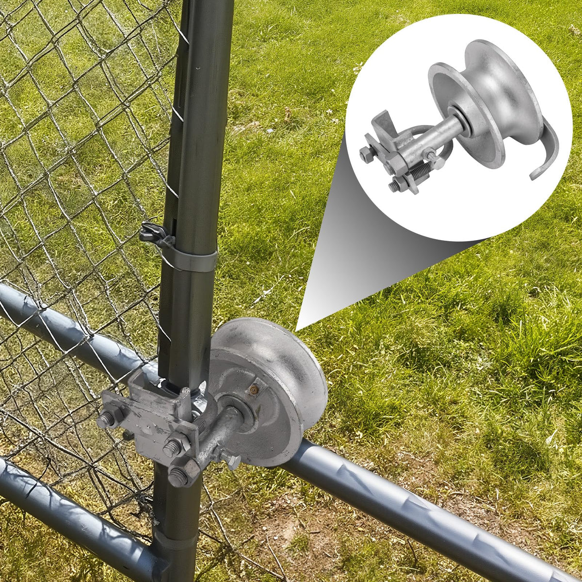 Sliding Gate Rollers, 5" Galvanized Steel Pipe Track Wheels for Chain Link Sliding Gates, Fits 1-7/8" and 1-5/8" Gate Frames & Track Pipes, Single U Bolt Hardware, Pack of 4