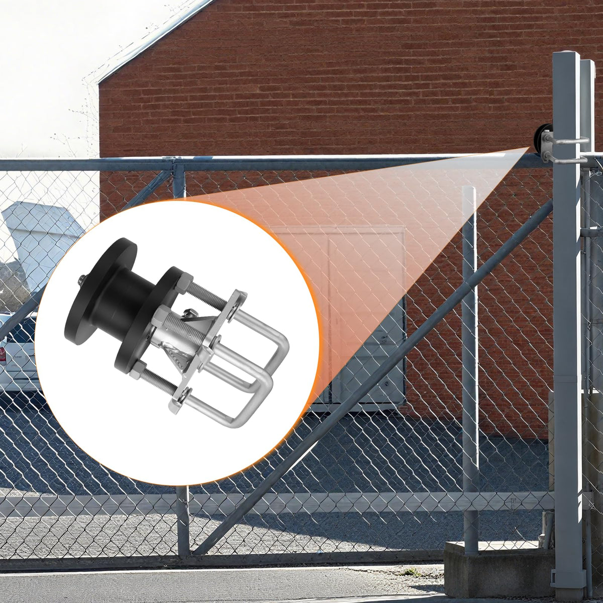 Sliding Gate Rollers, Nylon Cantilever Rolling Hardware for 4" Square Post x 2" Chain Link Fence Gate Frame - Pack of 1