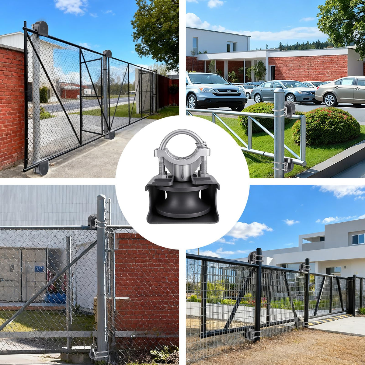 Sliding Gate Rollers, Nylon Cantilever Slide Gate with Covers, Rolling Cantilever, 3-1/2" Round Post, 2-3/8" or 2-1/2" for Chain Link Fence Gate Frame, LZNL-321-283 - Pack of 1