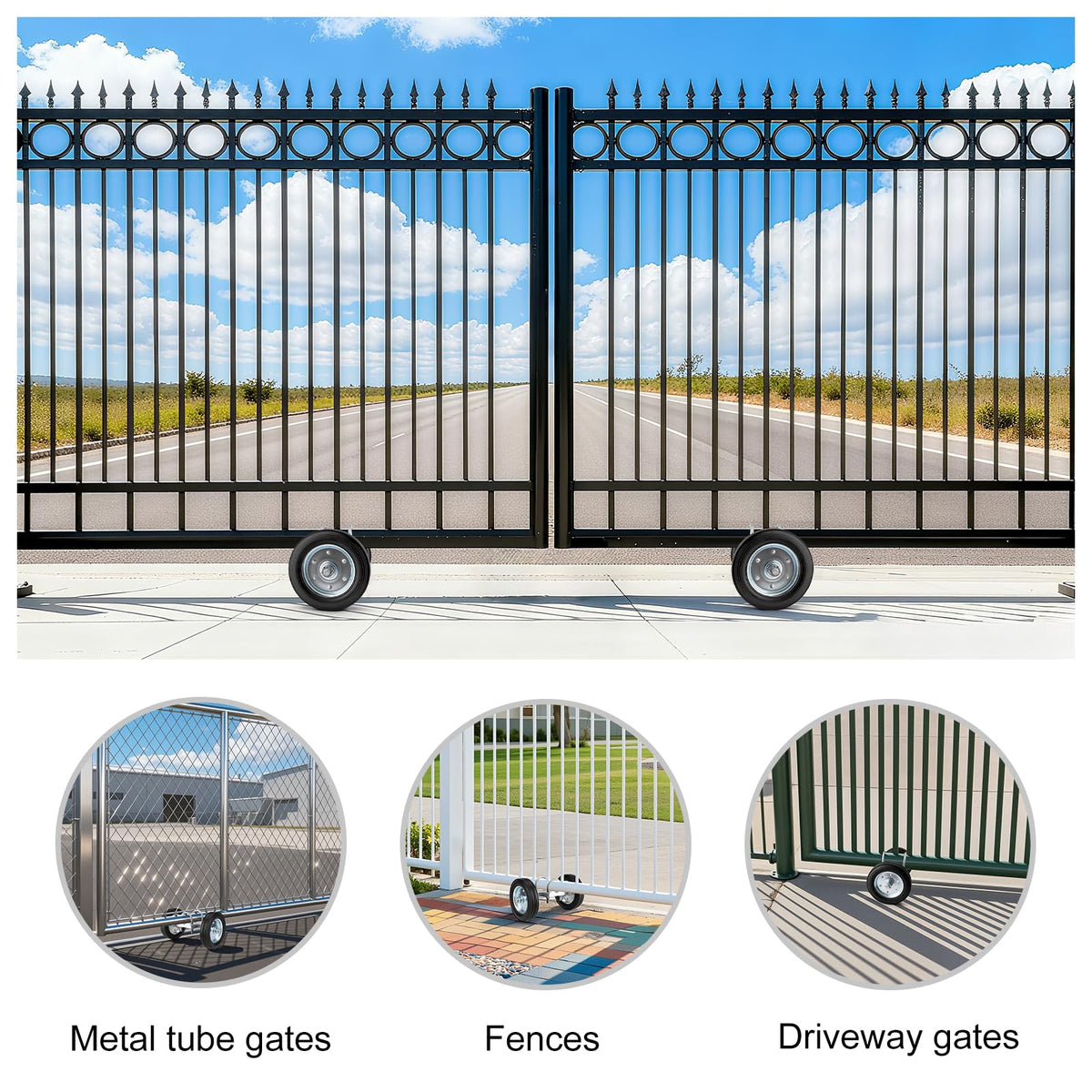 Rolling Gate Wheel 8", Weld-Free Solid Cast Heavy Duty Gate Roller, 600 lb Capacity for Metal Tube Gate, Driveway & Chain Link Fence