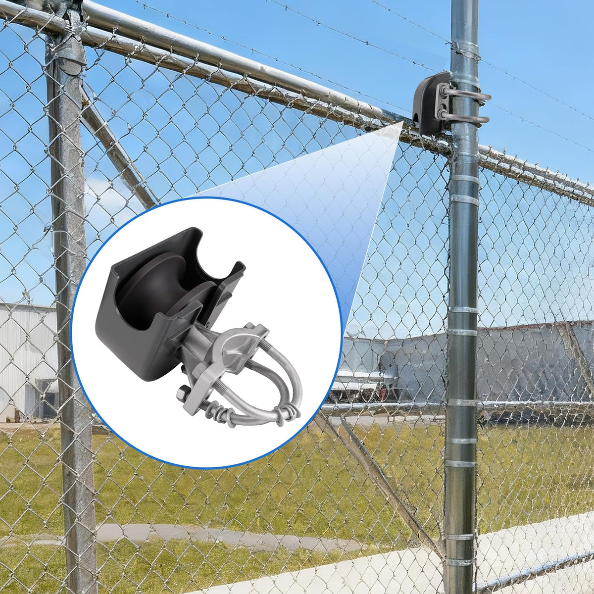 Sliding Gate Rollers, Nylon Cantilever Slide Gate with Covers, Rolling Cantilever, 4" Round Post, 2-3/8" or 2-1/2" for Chain Link Fence Gate Frame, Slide Gate Roller Hardware - Pack of 4