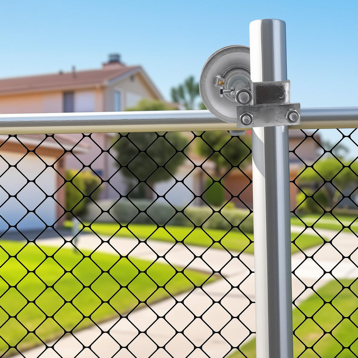 Sliding Gate Rollers, 5" Galvanized Steel Pipe Track Wheels for Chain Link Sliding Gates, Fits 1-7/8" and 1-5/8" Gate Frames & Track Pipes, Single U Bolt Hardware, Pack of 4