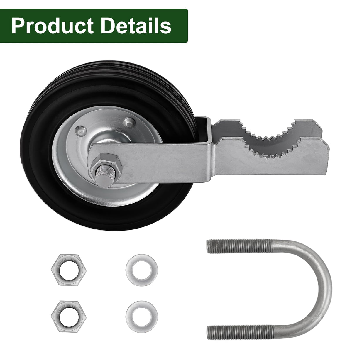Gate Wheel Supporting Metal Swing Gate, 6" Gate Helper Wheels for 1-5/8" Thru 2" Gate Frames, for Metal Tube Gate, Chain Link Fence, 2 Pack Silver