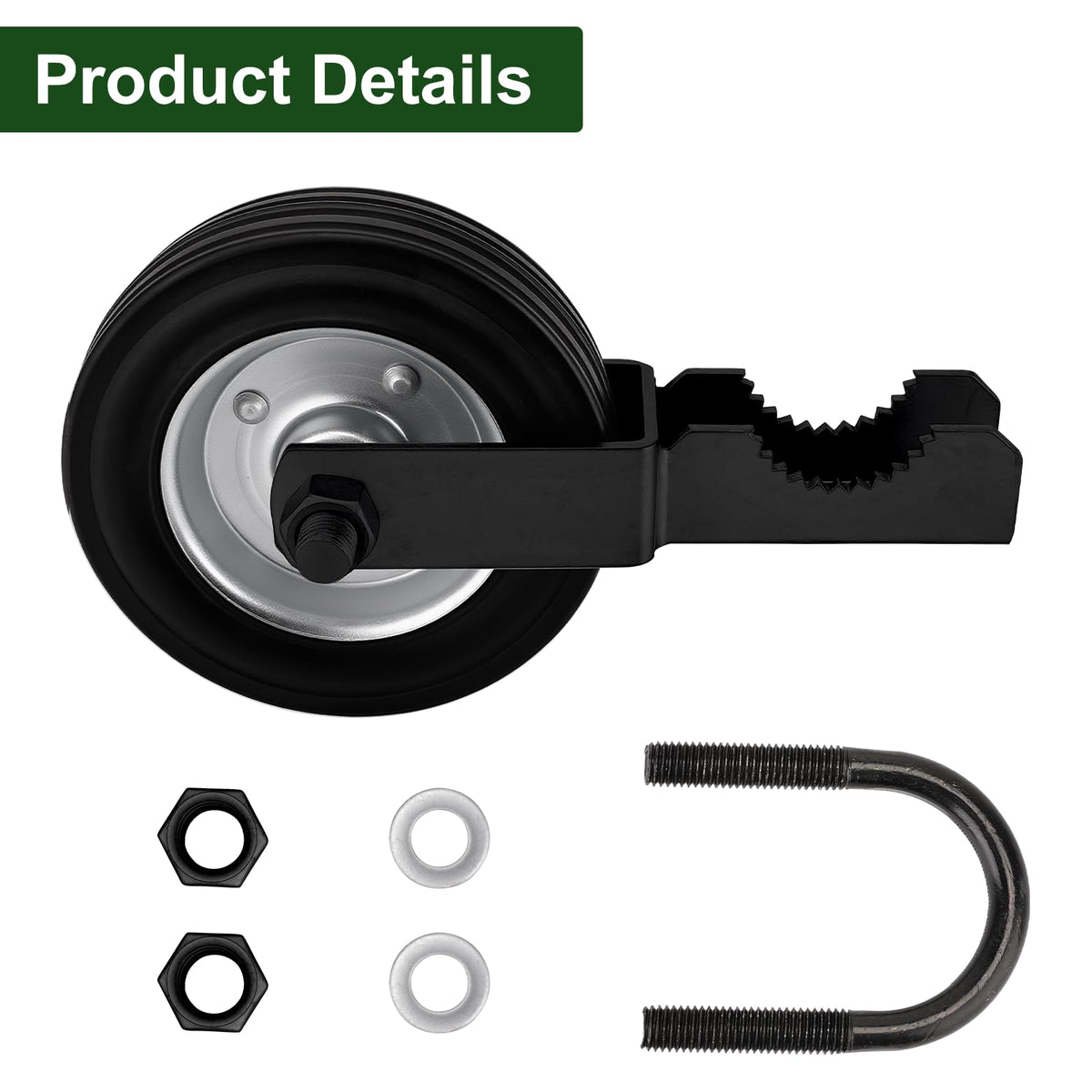 Gate Wheel Supporting Metal Swing Gate, 6" Gate Helper Wheels for 1-5/8" Thru 2" Gate Frames, for Metal Tube Gate, Chain Link Fence, 2 Pack Black