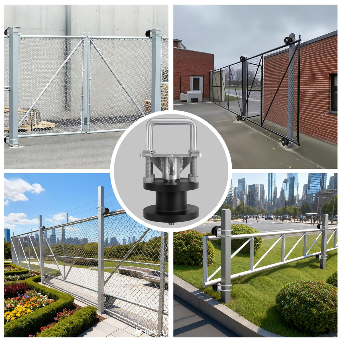 Sliding Gate Rollers, Nylon Cantilever Rolling Hardware for 4" Square Post x 2" Chain Link Fence Gate Frame - Pack of 4